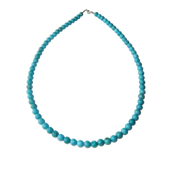 Collier Turquoise 42cm - Pierres boules 6mm - Fermoir Or - Photo n°1