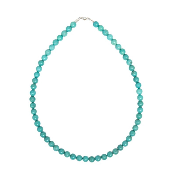 Collier Turquoise 39cm - Pierres boules 8mm - Fermoir Or - Photo n°2