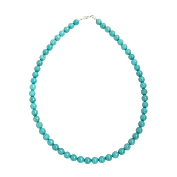Collier Turquoise 39cm - Pierres boules 8mm - Fermoir Or - Photo n°1