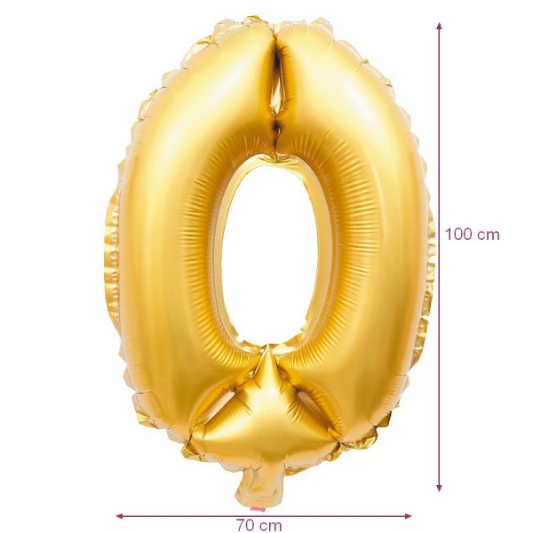 Ballon Géant Mylar Chiffre 0 Doré, dim. 70 cm x 1 m, décoration anniversaire babyshower aluminium - Photo n°1