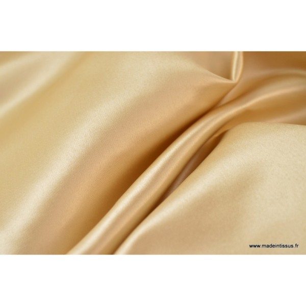 Tissu Satin duchesse polyester beige camel - Photo n°4