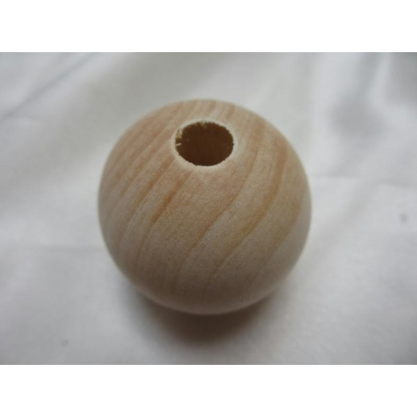 Perles bois 40 mm,rondes,bois brut ton naturel 10 pièces - Photo n°3