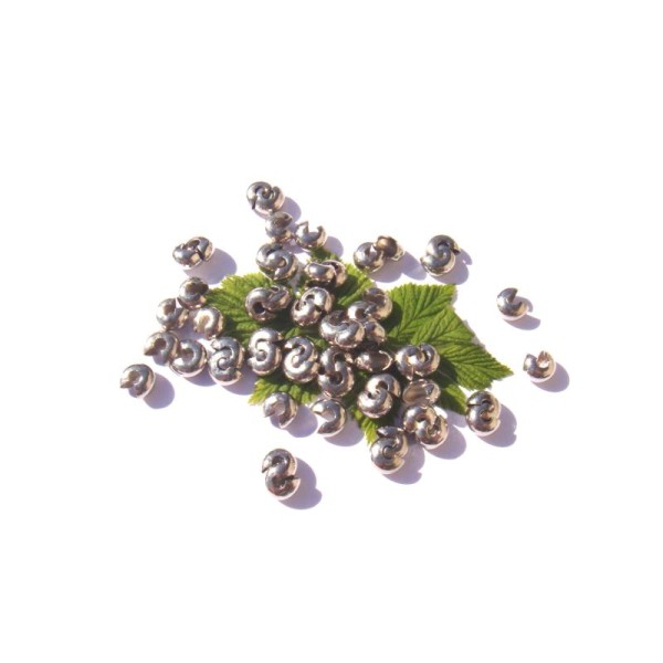 Cache perle à écraser couleur argenté : 50 Pièces 6 MM diamètre - Photo n°1