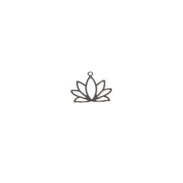 Fleur de lotus plaqué argent 13x15 mm - Photo n°1