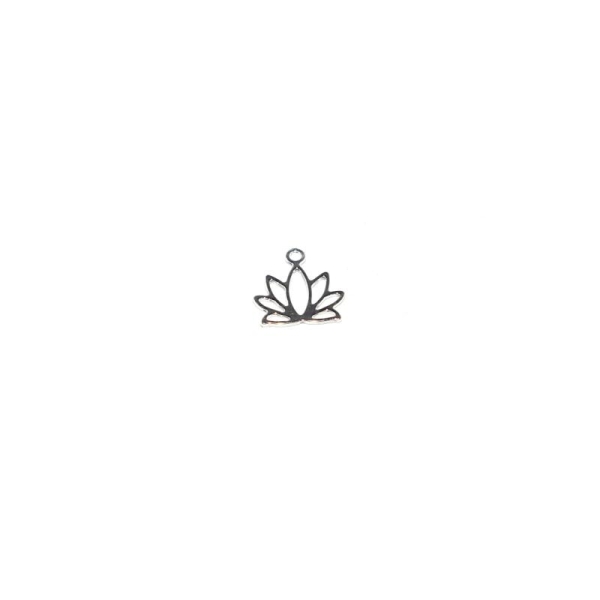 Mini fleur de lotus plaqué argent 10x8 mm - Photo n°1