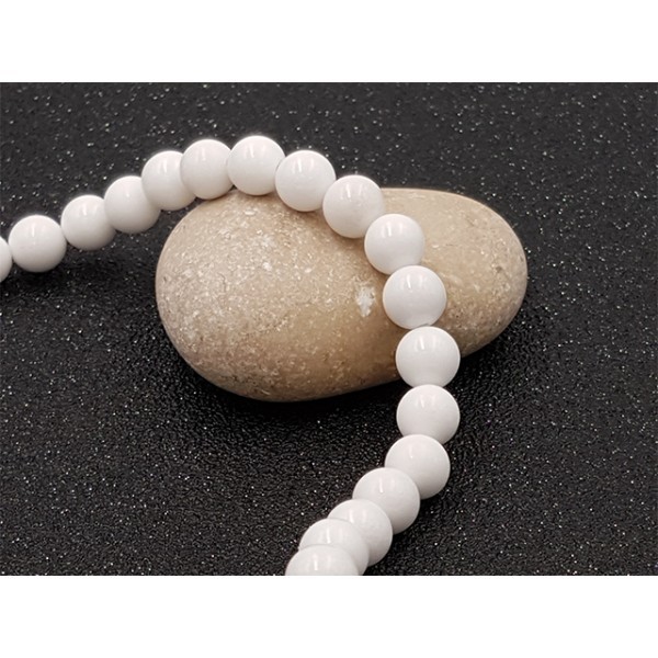 50 Perles De Jade Mashan 8mm Couleur Blanc - Photo n°1