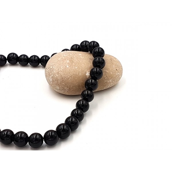 50 Perles De Jade Mashan 8mm Couleur Noir - Photo n°1