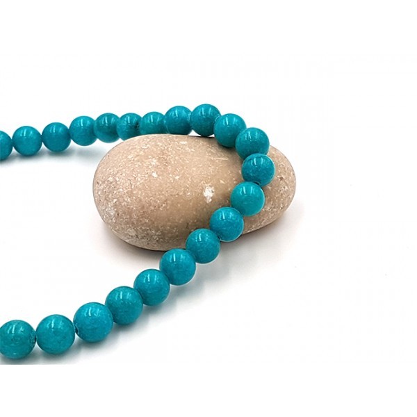 50 Perles De Jade Mashan 8mm Couleur Turquoise - Photo n°1