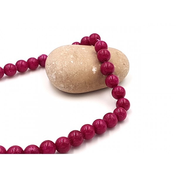 50 Perles De Jade Mashan 8mm Couleur Fuchsia - Photo n°1