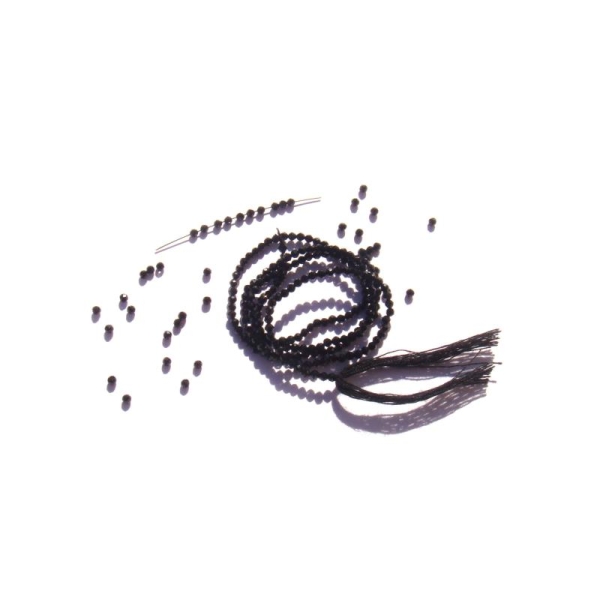 Spinelle Noir : 20 MICRO perles rondes facettées irrégulières 2 MM - Photo n°1