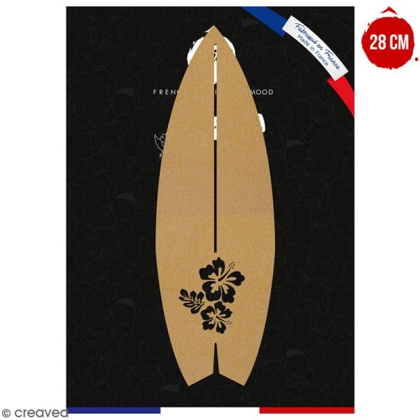 Planche de surf en bois à décorer - 28 cm - Collection Summer - Photo n°1