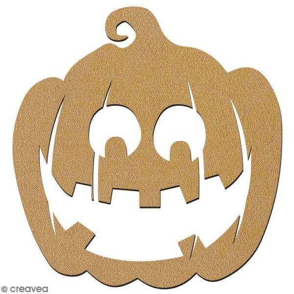 Citrouille sourire en bois à décorer - 15 cm - Collection Halloween - Photo n°2
