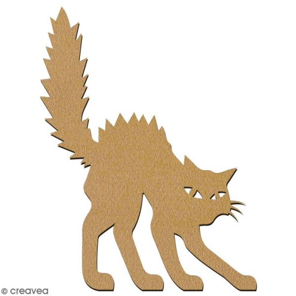 Chat hérissé en bois à décorer - 15 cm - Collection Halloween - Photo n°2