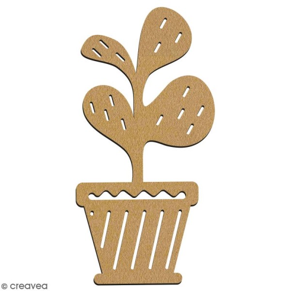 Trèfle en pot en bois à décorer - 7 cm - Collection Lama / Cactus - Photo n°2