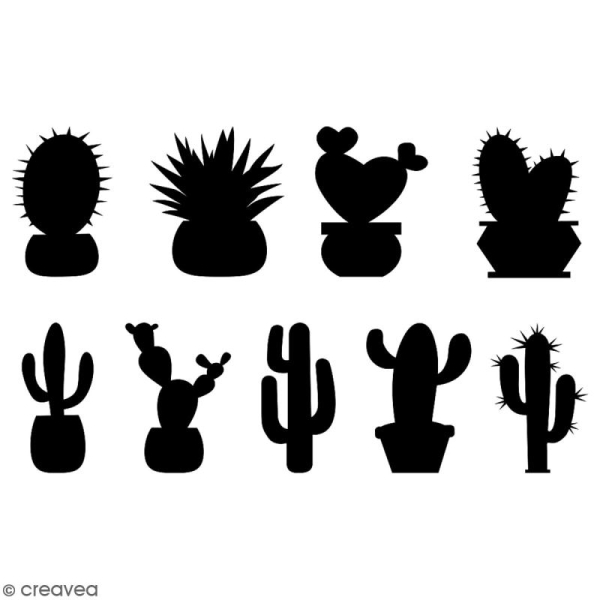 Pochoir multiusage A4 - Famille cactus - 1 planche - Collection Lama / Cactus - Photo n°2