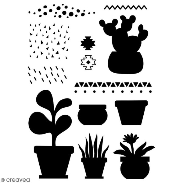 Pochoir multiusage A4 - Plantes grasses - 1 planche - Collection Lama / Cactus - Photo n°2