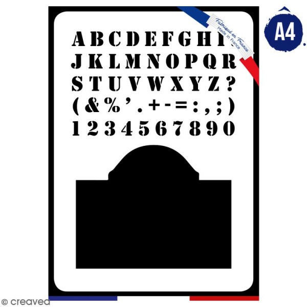 Pochoir multiusage A4 - Plaque de rue et alphabet - 1 planche - Collection Cocorico - Photo n°1