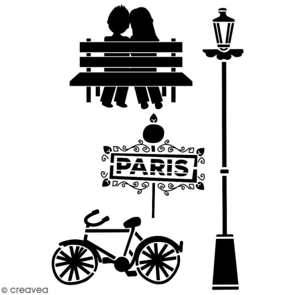 Pochoir multiusage A4 - Amoureux de Paris - 1 planche - Collection Cocorico - Photo n°2