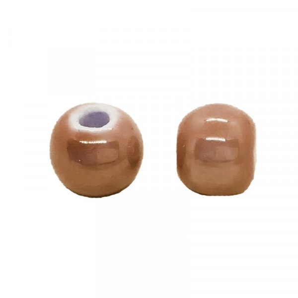 Perle artisanale porcelaine 10mm CARAMEL - Photo n°1