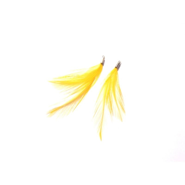Coq teinté jaune : Paire de pendentifs 7,5 CM de hauteur environ - Photo n°2