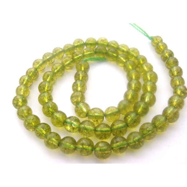 Olivine chauffée verte translucide : 10 Perles 8 MM de diamètre - Photo n°1