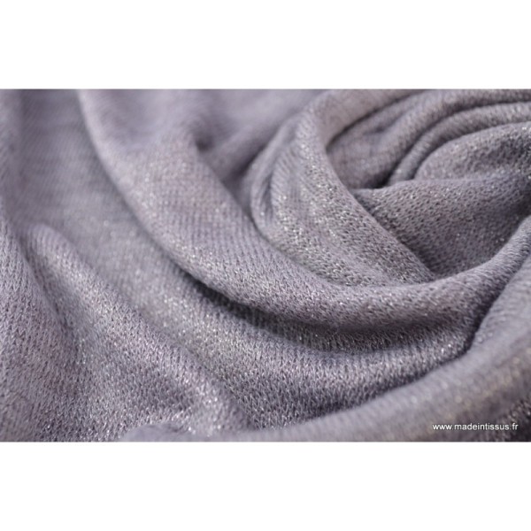 Tissu Maille tricoté gris Parme lurex polyester elasthanne - Photo n°4