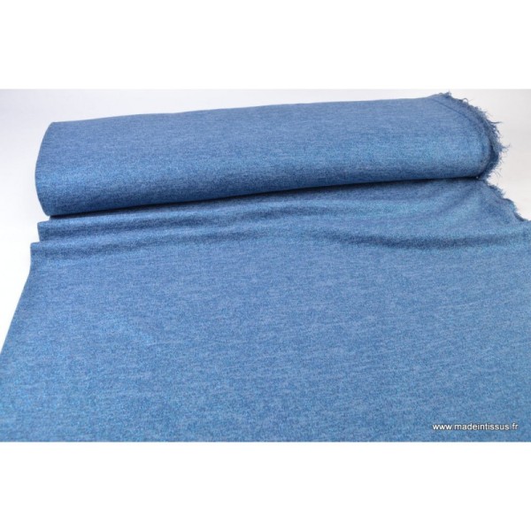 Tissu Maille tricoté Bleu Denim lurex polyester elasthanne - Photo n°3