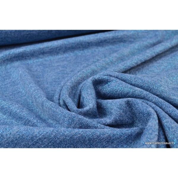 Tissu Maille tricoté Bleu Denim lurex polyester elasthanne - Photo n°4