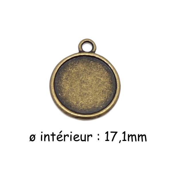 10 Pendentifs Support Double Face Pour Cabochon De 17mm En Métal De Couleur Bronze - Photo n°1
