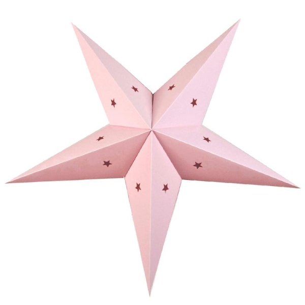 Lanterne étoile en carton - Rose pastel - 60cm - Photo n°1
