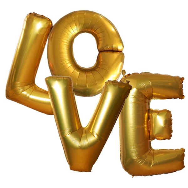 Ballons LOVE géants - doré métallisé - 1 mètre de haut - Photo n°1