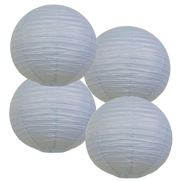 Lot 4 lanternes en papier - 35cm - Bleu gris - Déco mariage et fête - Photo n°1