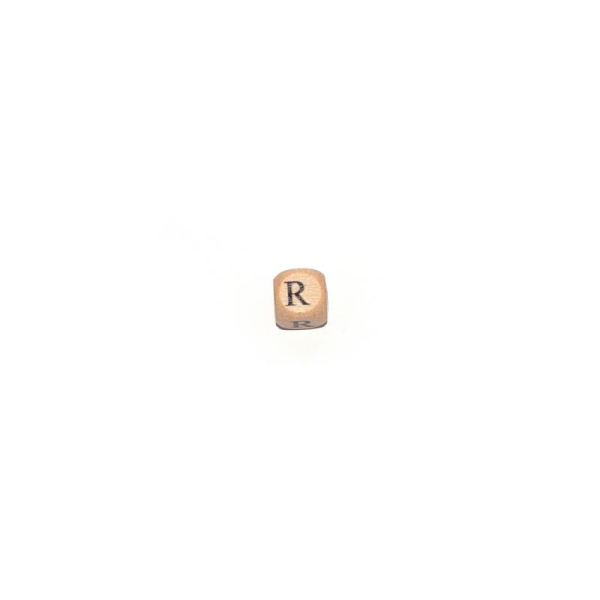 Lettre R cube 12 mm en bois naturel - Photo n°1