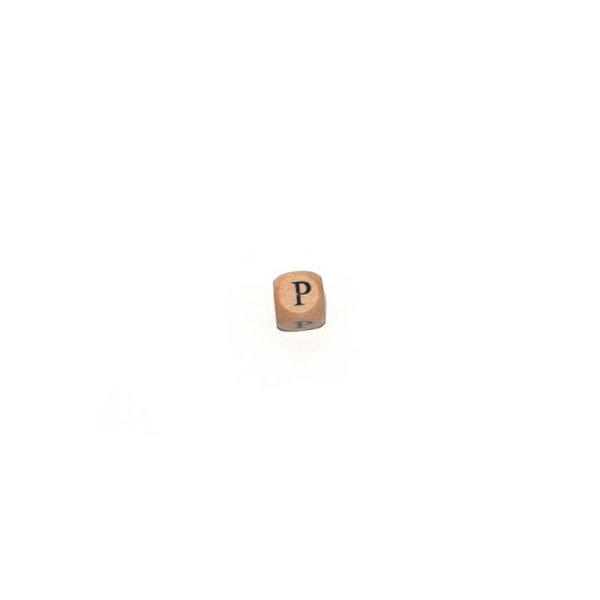Lettre P cube 12 mm en bois naturel - Photo n°1