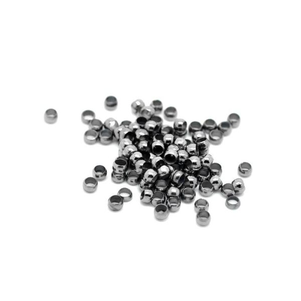 1000 Perles à écraser Diamètre 3 mm - Couleur gunmetal - Photo n°1