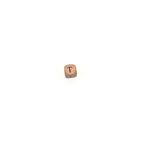 Lettre T cube 12 mm en bois naturel - Photo n°1