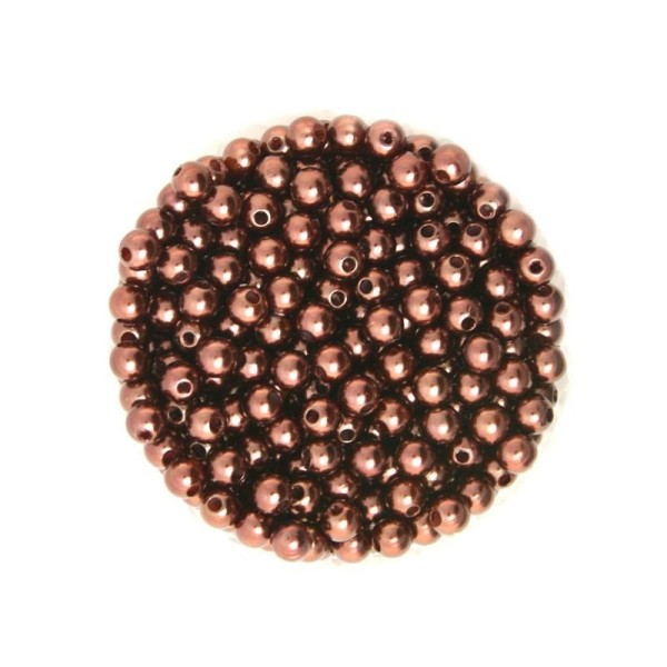 Lot de 100 Perles ronde nacré acrylique marron 6 mm - Photo n°1