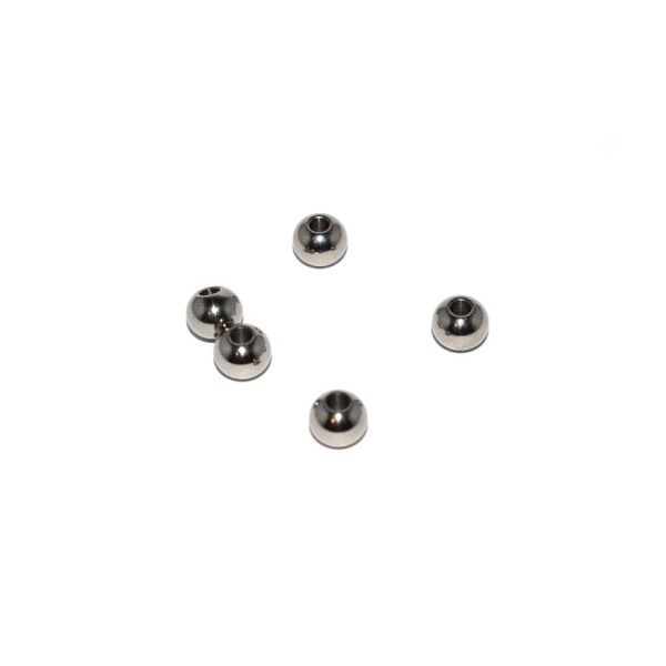 Perle ronde en métal 6x5 mm trou 2 mm gun (acier inoxydable) - Photo n°1