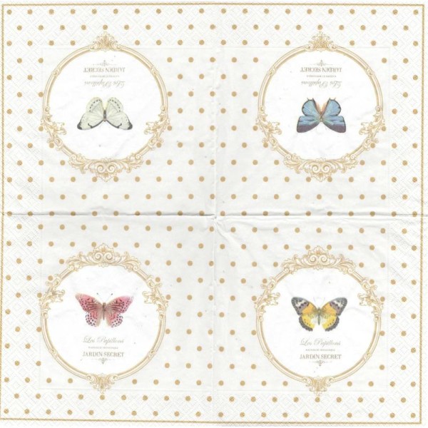 4 Serviettes en papier  Jardin secret Papillon Format Lunch - Photo n°2