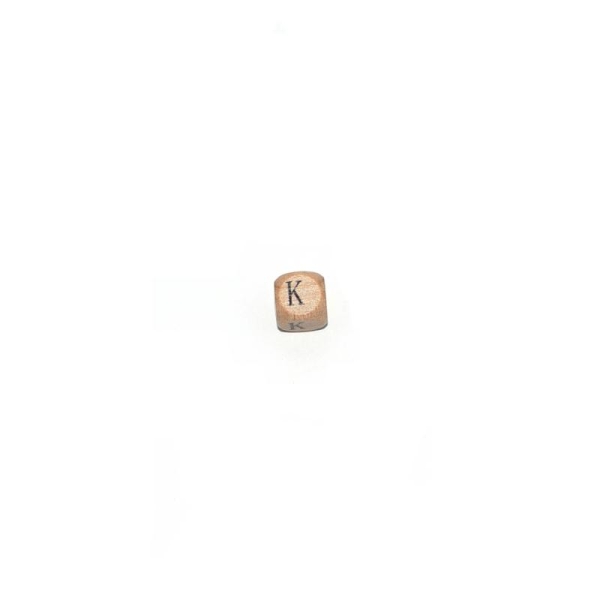 Lettre K cube 12 mm en bois naturel - Photo n°1