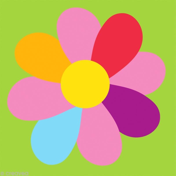 Kit canevas DMC Enfant -  La Fleur multicolore - 15 x 15 cm - Photo n°1