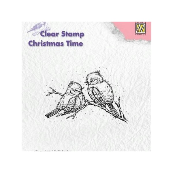 Tampon transparent clear stamp scrapbooking NELLIE'S CHOICE DEUX OISEAUX - Photo n°1