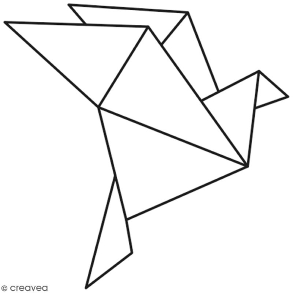 Tampon Bois Artemio - Oiseau origami - 4,5 x 4,5 cm - Photo n°1