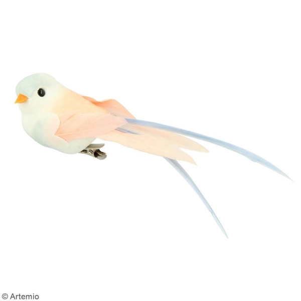 Oiseaux colorés sur pince - Plumes - Love story - 6 pcs - Photo n°2