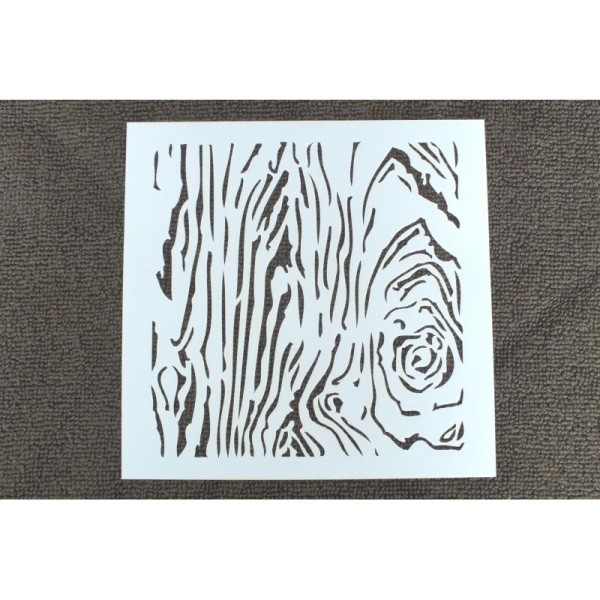 POCHOIR plastique en VINYLE motif : veinage de bois , Format 13.3 cm x 13.3 cm - Photo n°1