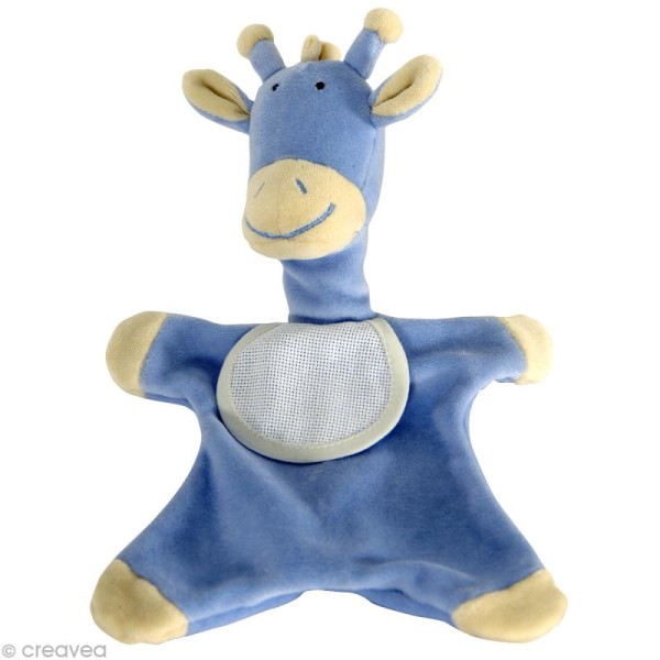Doudou à broder au point de croix - Girafe Bleu - 30 cm - Photo n°1