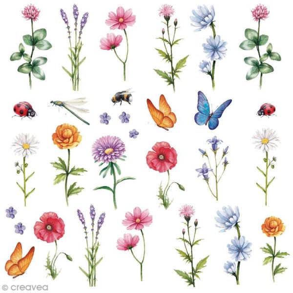 Sticker décoratif - Fleurs sauvages - 1 à 6 cm - 30 pcs - Photo n°1