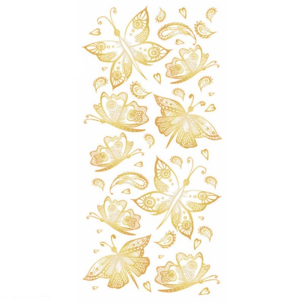 Décalcomanies Papillons dorés - 10 x 20 cm - 1 pce - Photo n°1