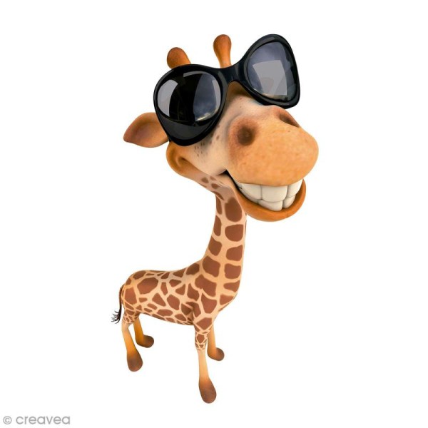 Sticker transfert thermocollant - Girafe à lunettes - 10 x 20 cm - 1 pce - Photo n°1