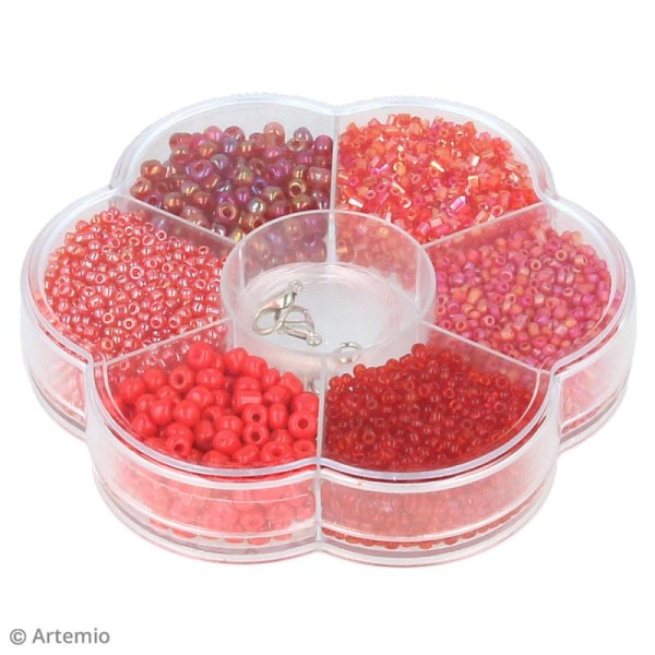 Assortiment de perles en plastique Artemio - Rouge - 130 g - Photo n°3